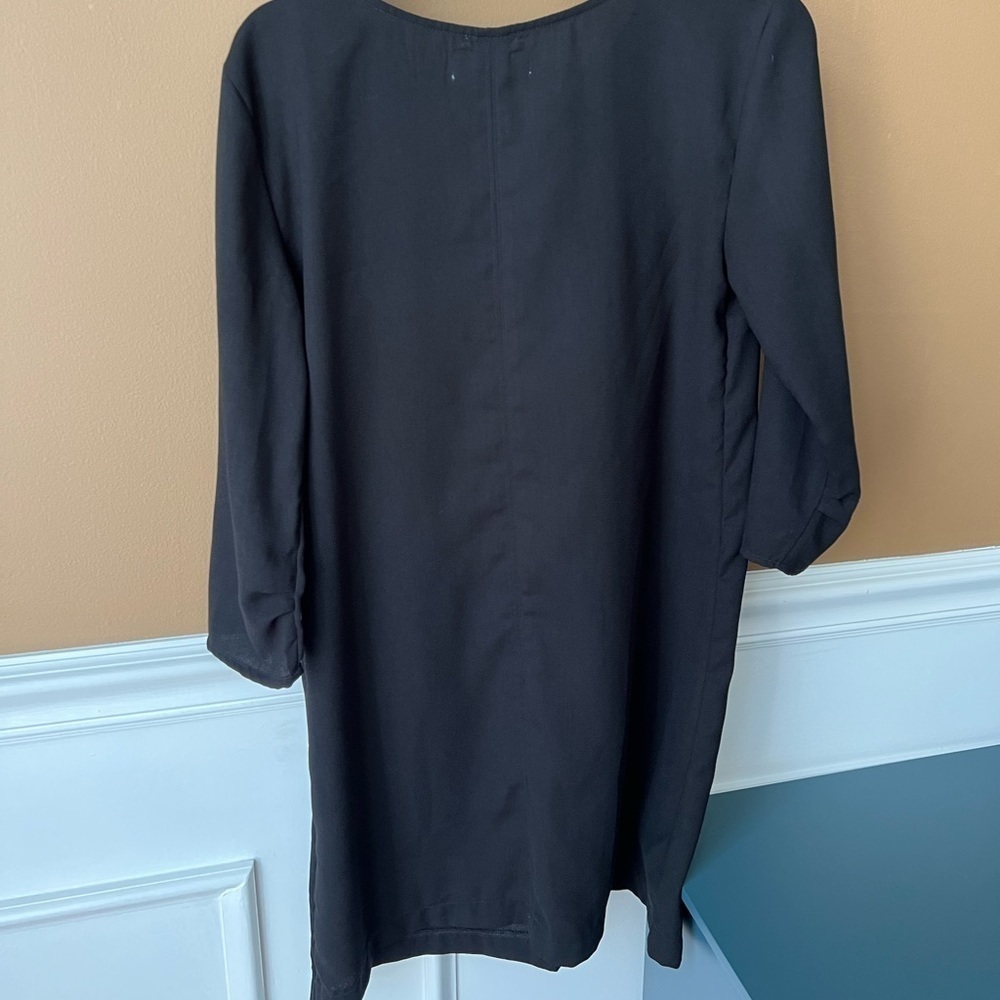 Abercrombie & Fitch Black Tunic Mini Dress with Lace-up Color Size S Goth Witchy - Picture 4 of 5